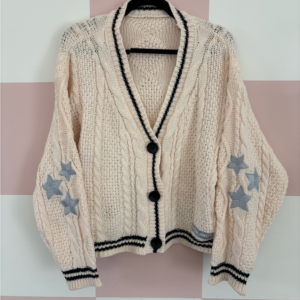 Taylor Swift Cream  Folklore Cardigan with Gray Stars
